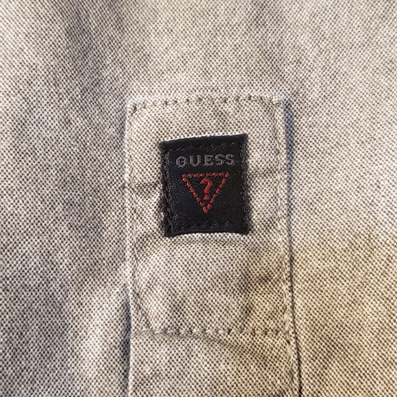 GUESS Grey Embroidered Button Up Shirt Size M - Picture 3 of 7